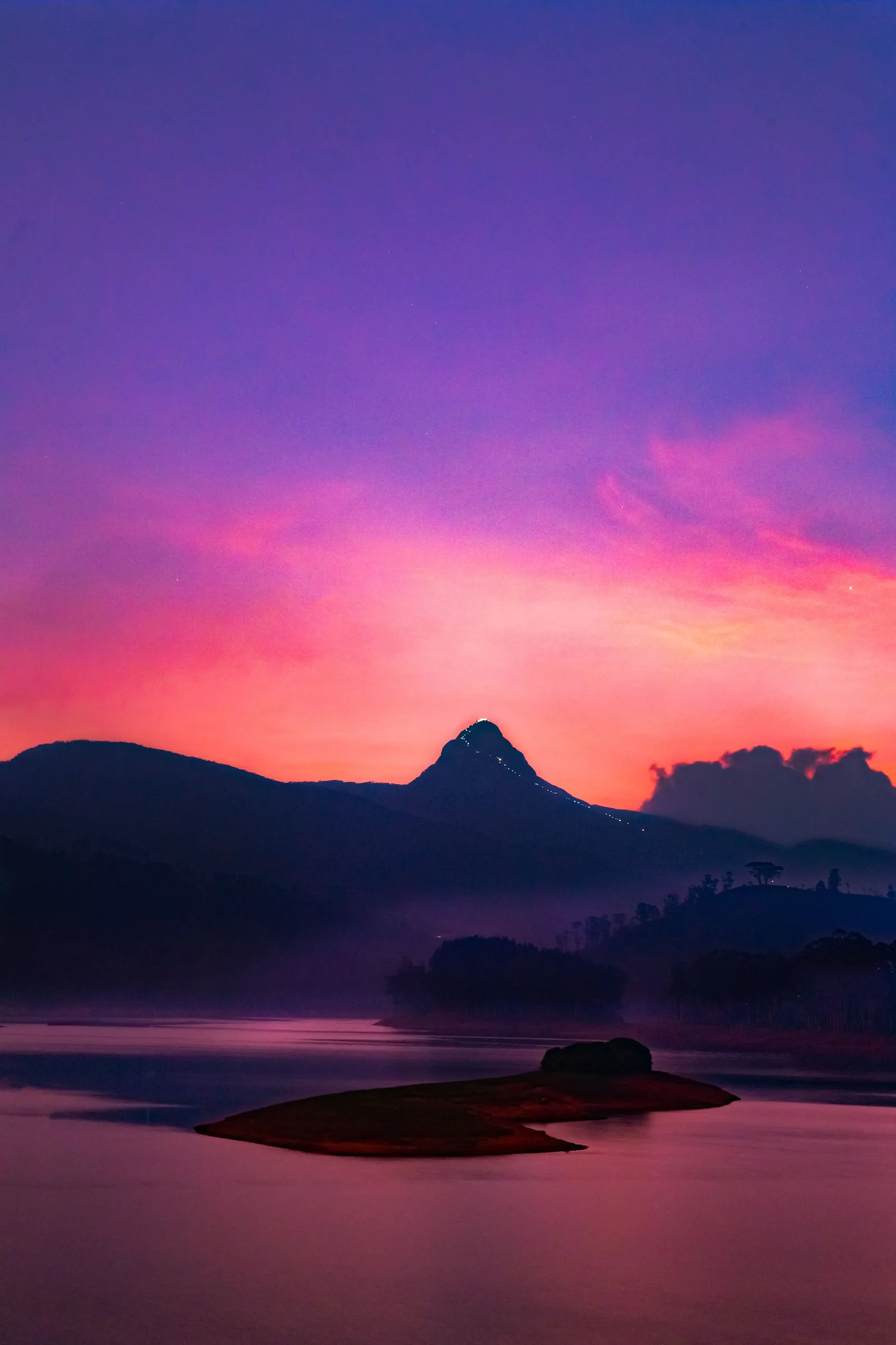 Sacred Adam's Peak mountain trail amidst Sri Lanka's majestic highland mist.